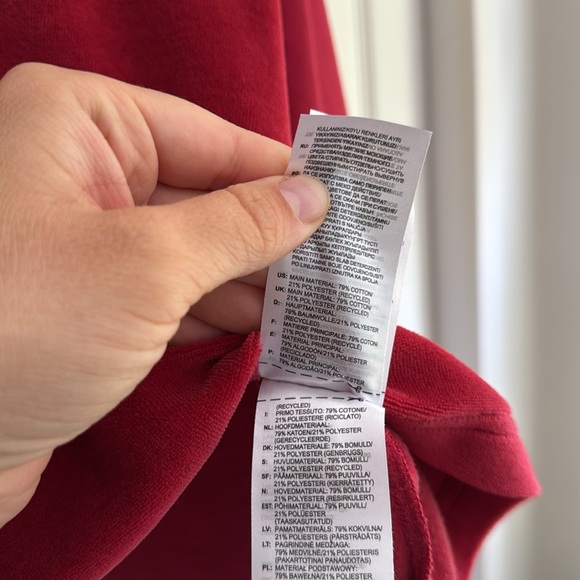 Adidas Red Mock Neck Turtleneck Velour Striped Arms - Picture 7 of 11